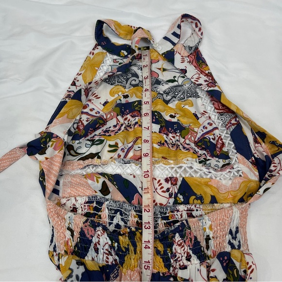 Womens Dress Small? Floral Printed Halter Cinch Waist A Line Dress - Picture 11 of 16